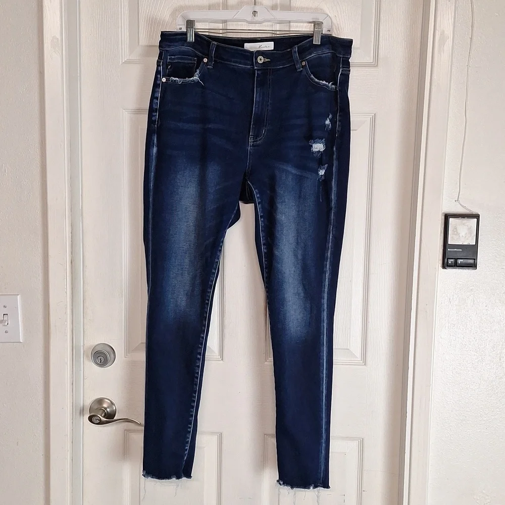 Kancan Women’s Distressed High Rise Ankle Skinny Jeans Women XL stretchy